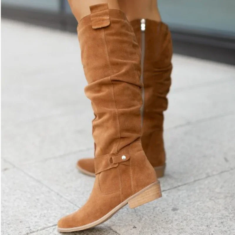 Hot Selling Retro Women Boot Large Size43 Suede High Women Boot Winter Boot Women High Heel Allmach Knee Length Boot Botas Mujer