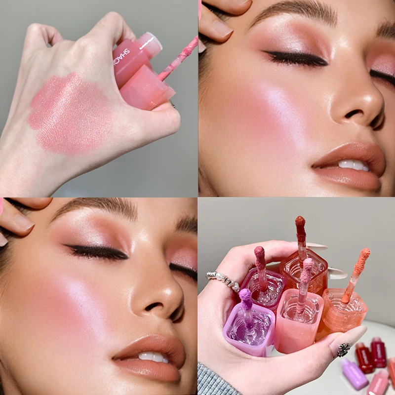 Soft Matte Liquid Blush SHAQINUO Makeup Waterproof Brighten Natural Rouge Peach Pink Violet Jelly Blusher Face Makeup Cosmetics