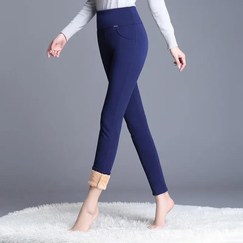 Women Winter Warm women's pants Velvet Thick Trousers High Waist Elastic Mother Stretch pencil Pants 2022 clothes 5XL 6XL