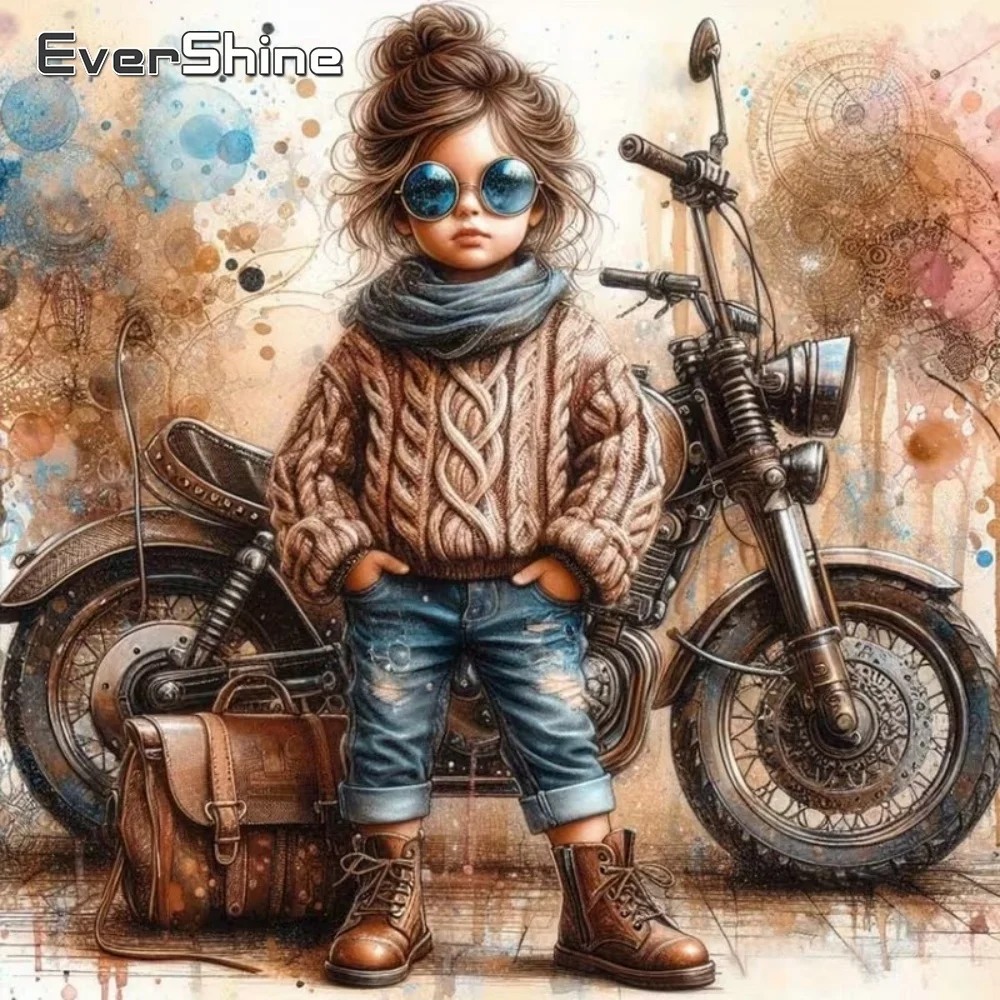 

EverShine 5D DIY Diamond Painting Girl Animal Cartoon Embroidery New Arrival Kid Diamond Mosaic Motorcycle Handmade Hobby