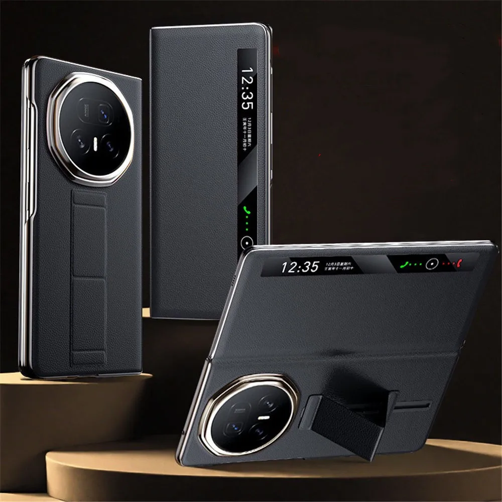 

Luxury Skin-feel Leather Magsafe Hinge Case for Honor Magic V5 Wristband Holder Cover