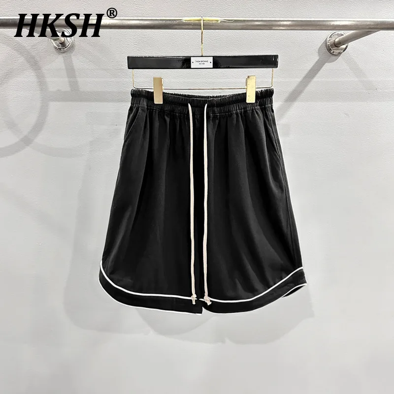 

HKSH Summer New Men's Dark Tide RO American Vintage Drawstring Sports Knitted Shorts Half Length Pants Breathable Capris HK2227