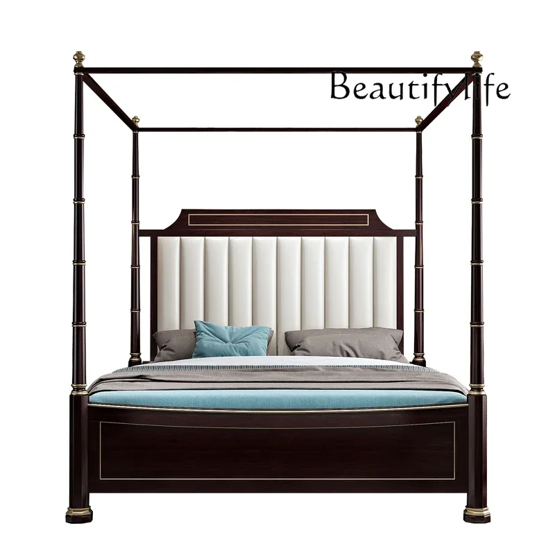 X35 Light Luxury Double Bed Modern Home Master Bedroom Storage Bed Leather Soft Bag Soft European Simple Solid Wood Bed