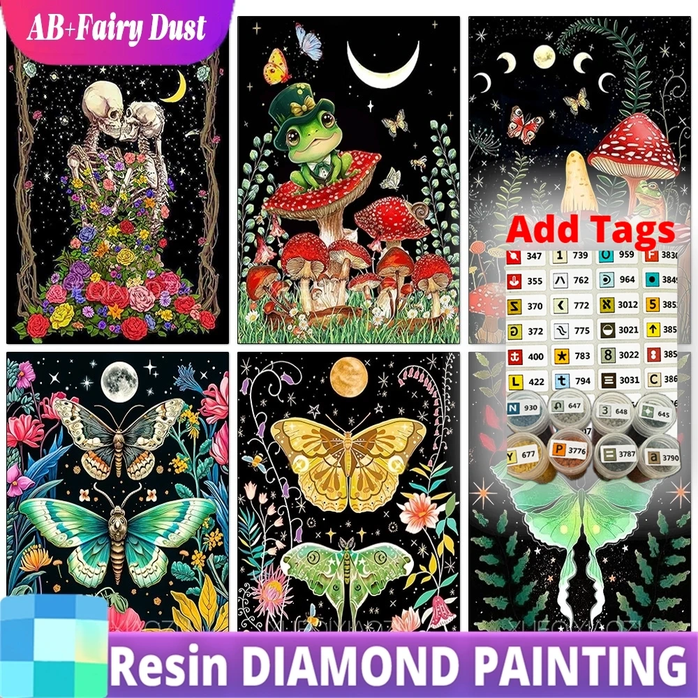 Resin Fairy Dust AB 5D Diamond Painting Kits For Adults Full Round Art Butterfly Is Very Suitable Beginner And Gifts Wall Home D