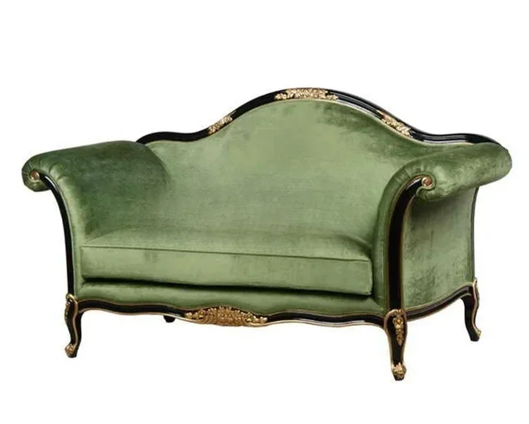 A  D06 American rural solid wood retro carved double three-person sofa European neoclassical sofa chair