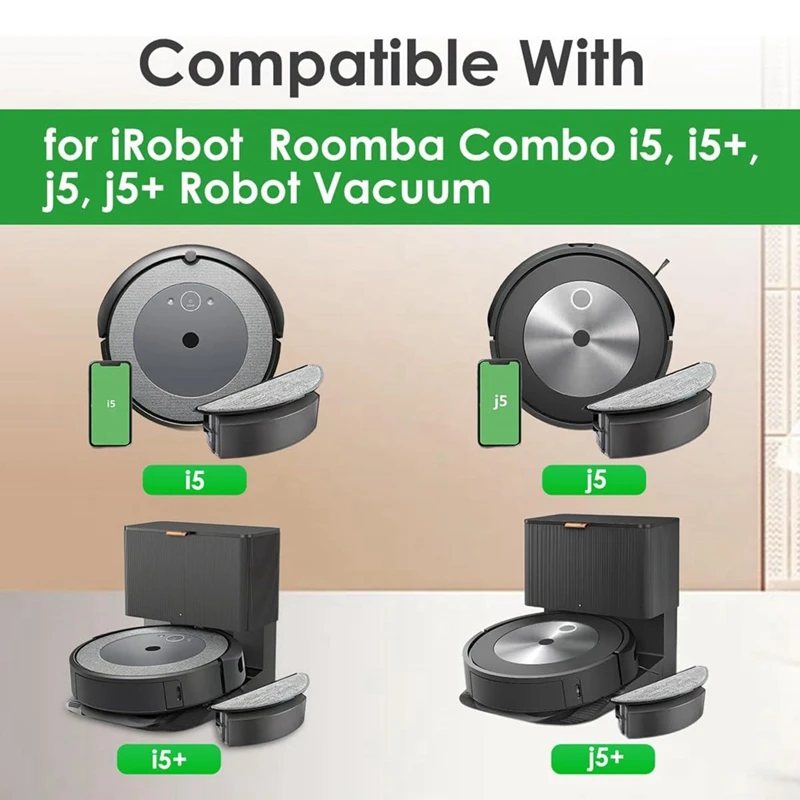 إكسسوارات مكنسة كهربائية روبوت ، فرشاة جانبية رئيسية ، فلتر Hepa ، وسادات ممسحة لـ Irobot Roomba Combo ، I5 ، I5 + ، J5 ، J5 +
