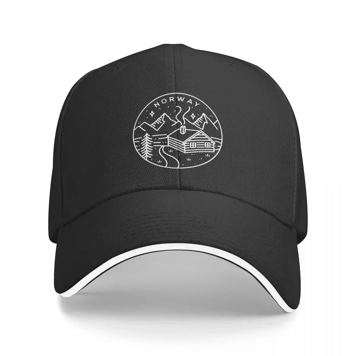 Norway Minimalist Landscape Emblem - Black Baseball Cap Vintage Golf Cap For Women Men's
