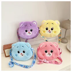 Mini Cartoon Rainbow Love Bear Plush Toy Crossbody Bag Love Bear Gift for Children Backpack Christmas Gift