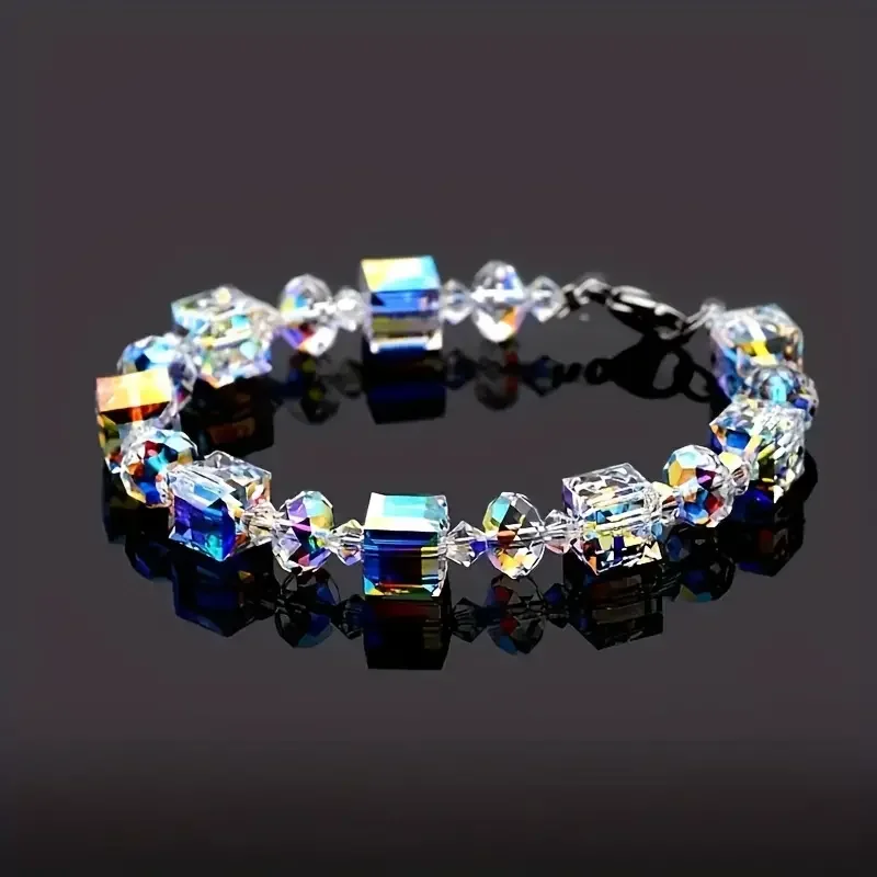 30pcs Austrian Glass Crystal Charms Cubic Sugar Color White Transparent Beads For Jewelry Making DIY Handmade Elegant Necklace
