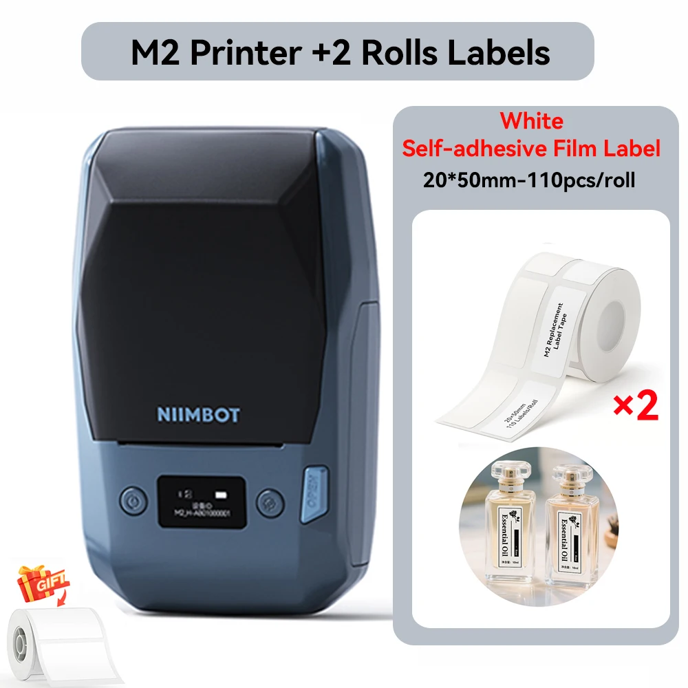 Niimbot M2 Thermische Transfer Labelprinter 300 DPI High Definition Draadloos 20-50 mm Printbreedte Label Maker Ondersteuning Telefoon/PC