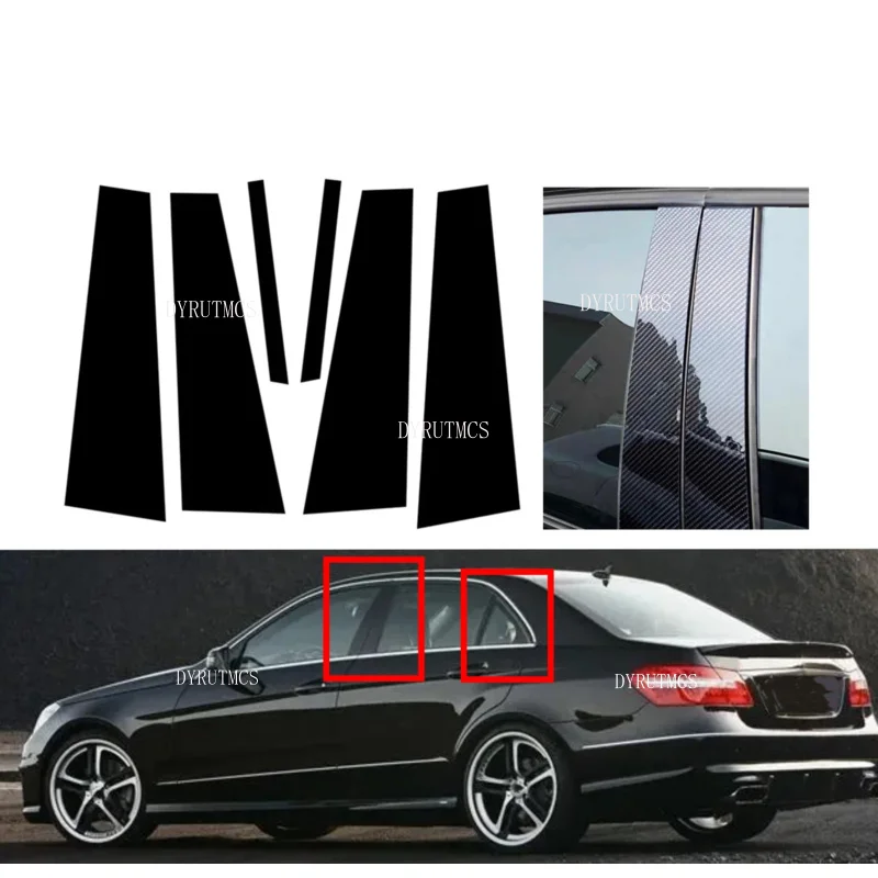Silver Glossy Black Pillar Posts  Fit For Mercedes-Benz E-Class W212 2010 2011 2012 2013 2014 2015 2016 Window Sticker Cover