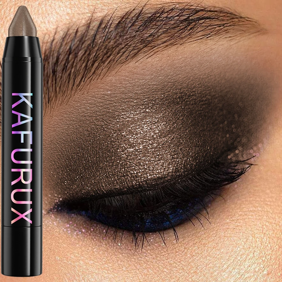 1 szt. Brązowy perłowy cień do powiek w sztyfcie wodoodporny, długotrwały cień do powiek makijaż ciemny Smoky wysokie pigmenty paleta kosmetyków do oczu