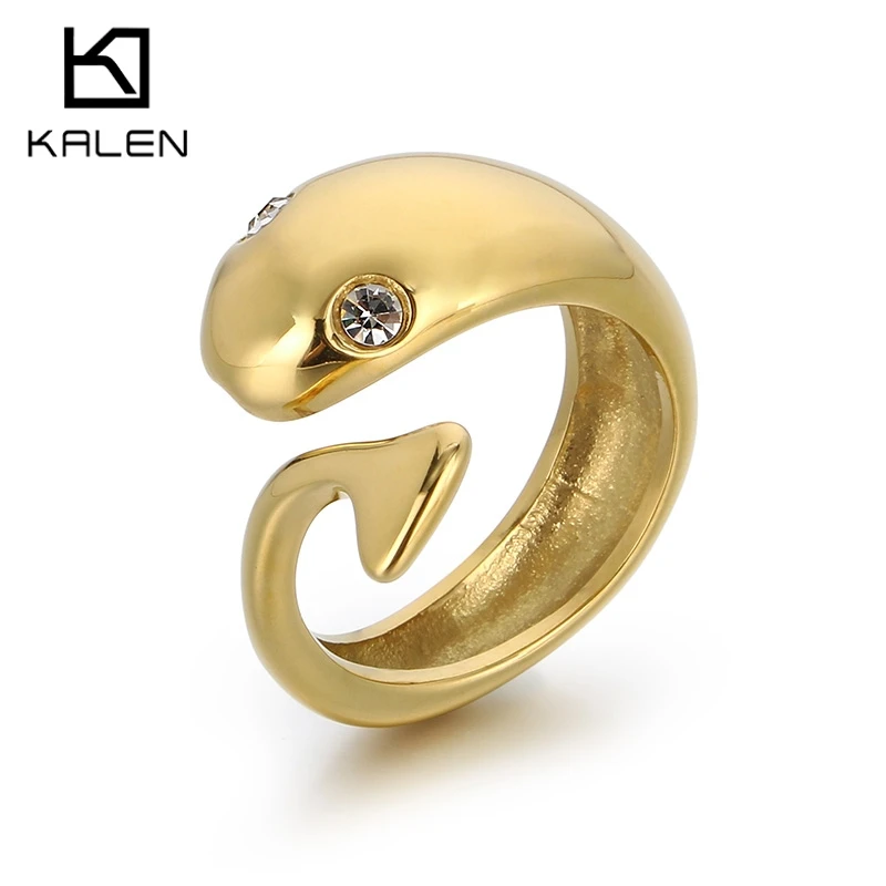 Glossy Stainless Steel Ring Fish-shaped Chubby Open Rings for Women 18K Gold Plated Popular Jewelry 2024 NEW