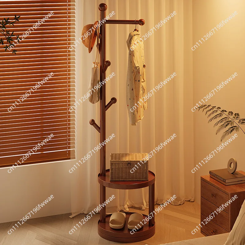 Solid Wood Coat Rack Living Room Floor-to-ceiling Household Rack Indoor Multi-functional Bedroom Bedside Clothes Rack