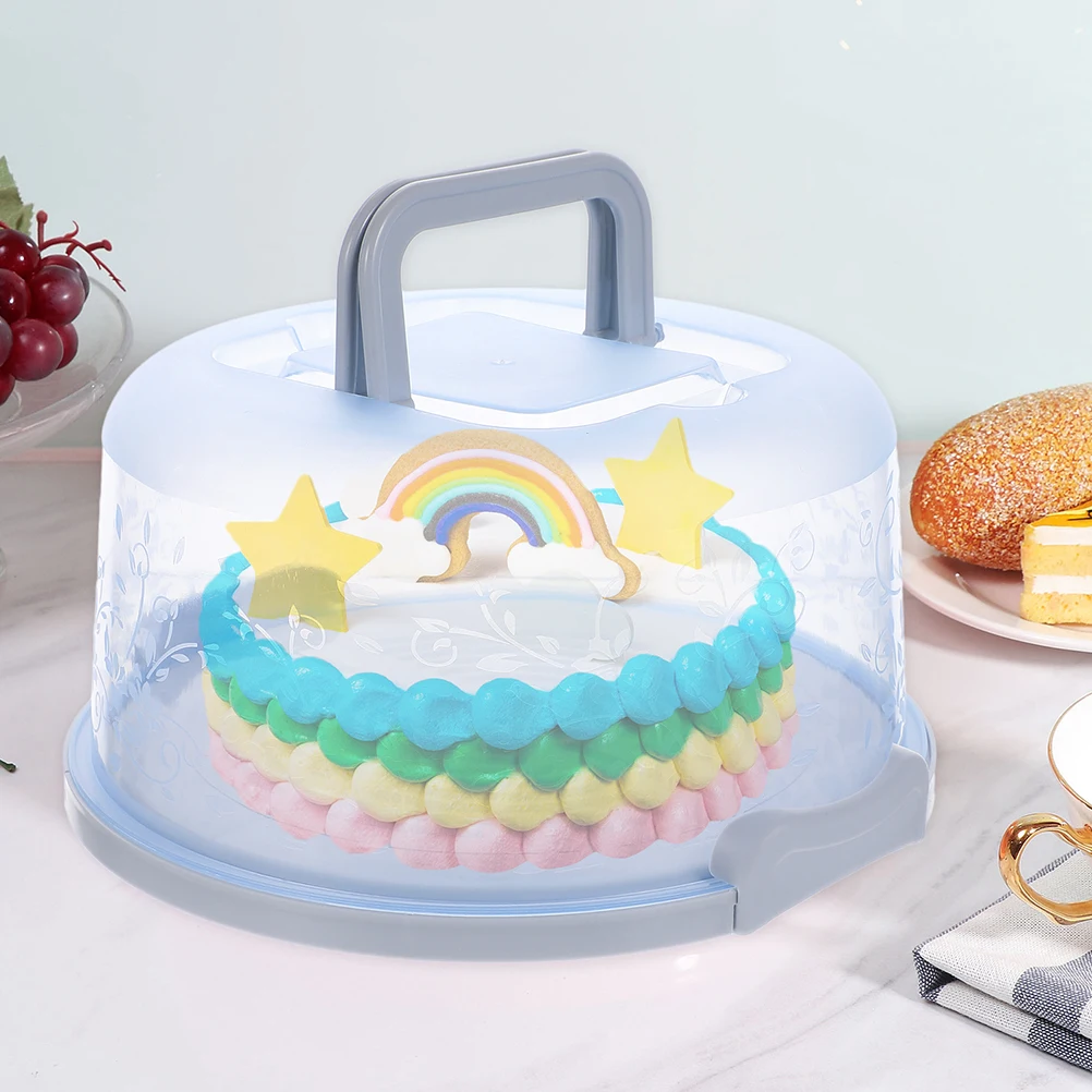 

2Pcs Portable Cake Carrier Boxes Pink Blue Handheld Sturdy Cake Storage Case for Birthday Home Dessert Handed Packing Box