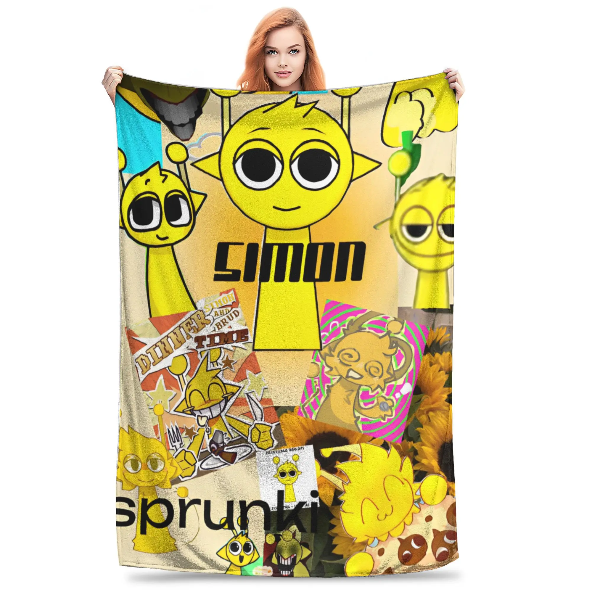 

Sprunki Incredibox Game Blankets Velvet Summer Breathable Ultra-Soft Throw Blankets for Bedding Travel Rug Piece