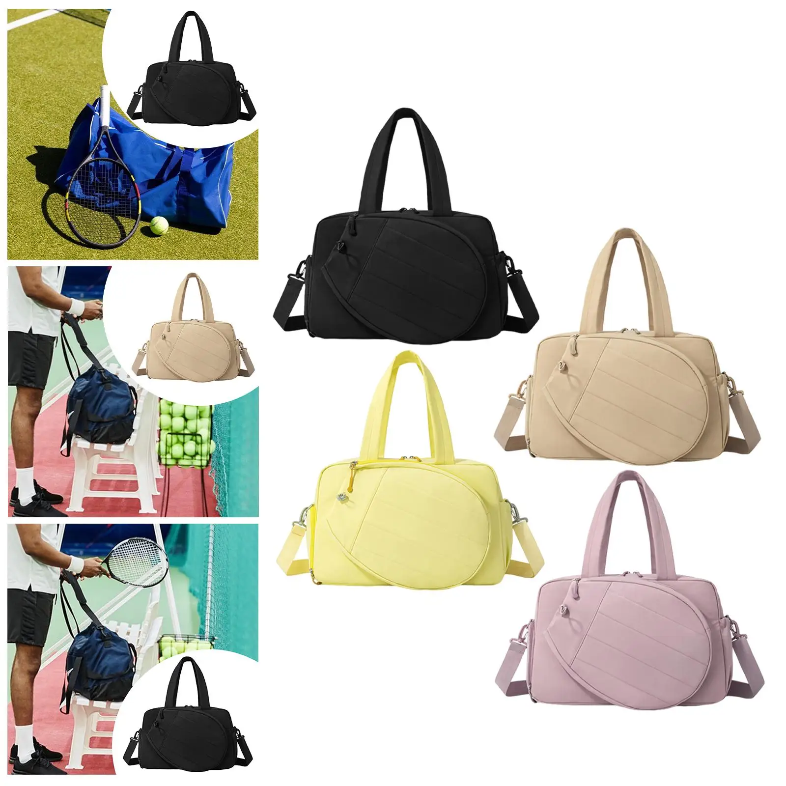 

Tennis Racket Bag with Shoe Compartment Water Resistant Travel for Women Men Overnight Weekend Bag Lightweight Tote