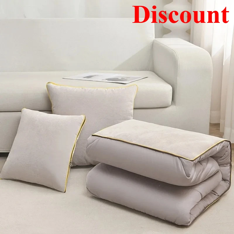 

Chenille rimmed cotton pure cotton pillow quilt dual-purpose two-in-one solid color thickened milk fleece pillow quilt