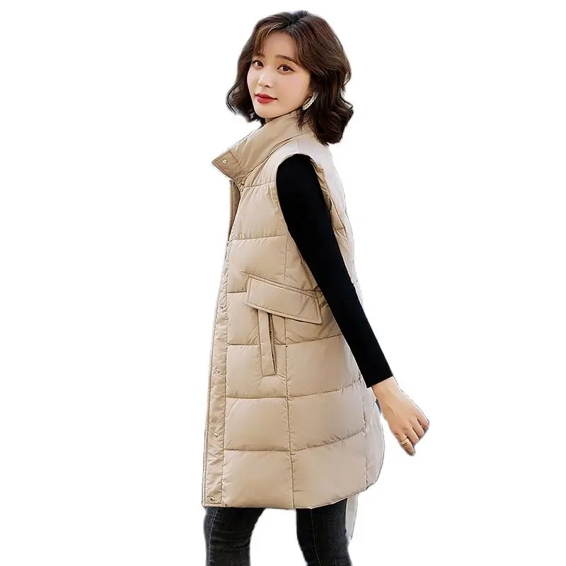 Leisure Down Cotton Vest Coat Women'S 2023 Autumn Winter New Korean Stand Collar Loose Thickened Short Jacket Waistcoat Lady