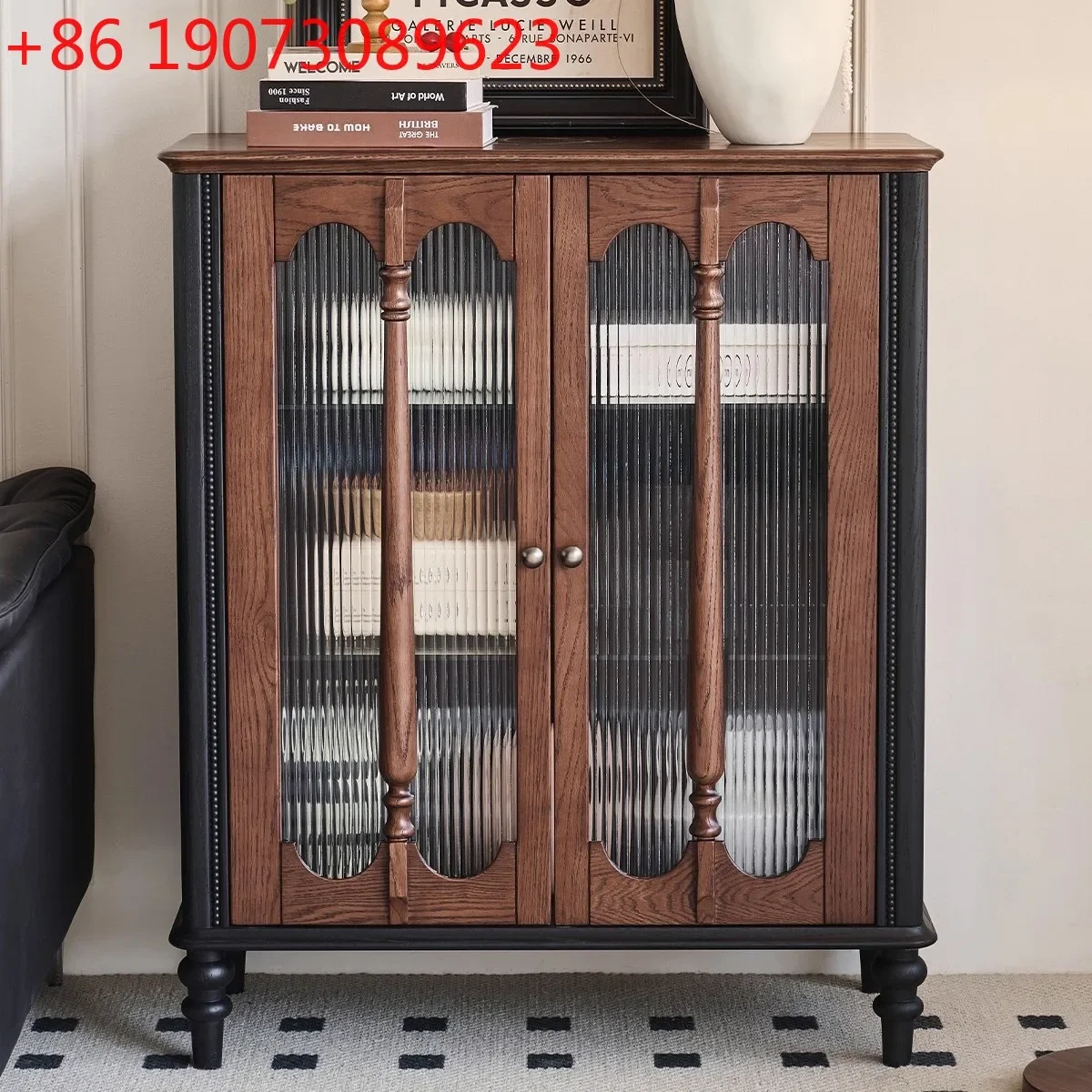 French retro side cabinet, household integrated against the wall, TV side vertical cabinet,  medium antique dining side cabinet