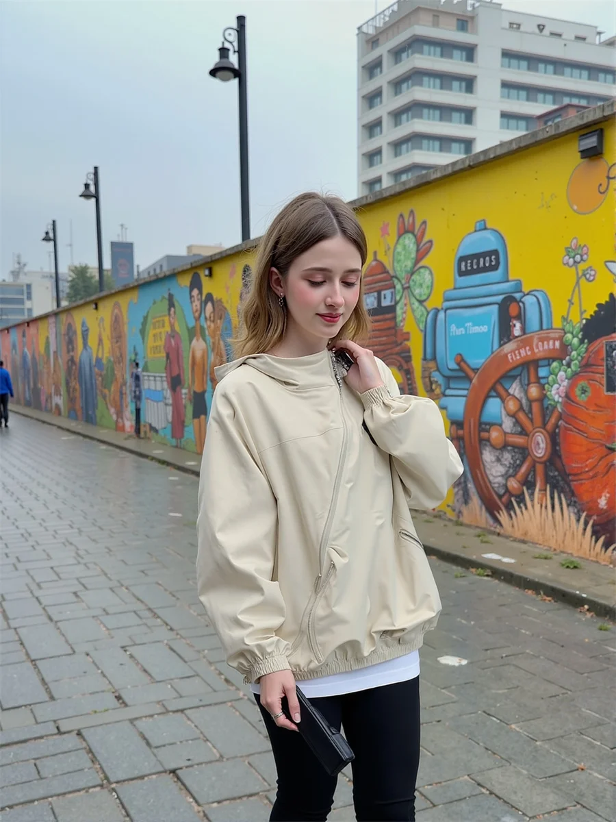 

Свободные куртки на молнии с капюшоном, эстетический топ, женский весенний топ с хлопковой подкладкой и цветочным принтом для кемпинга, улучшенная парусиновая шикарная модная куртка с разрезом Y2K