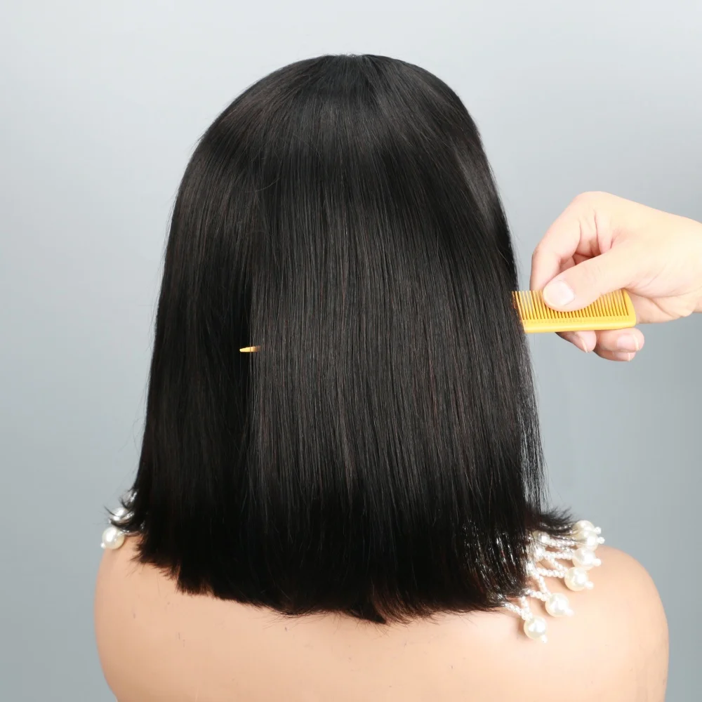 6x4 Glueless Raw Hair Vietnamese 210 Density Human Hair Lace Frontal Wigs Bone Straight Natural Black 13x4 Bob Wig Lace Front