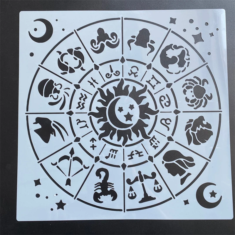 30*30cm diy mandala for painting stencils stamped photo album embossed paper card on wood fabric wall Twelve constellations