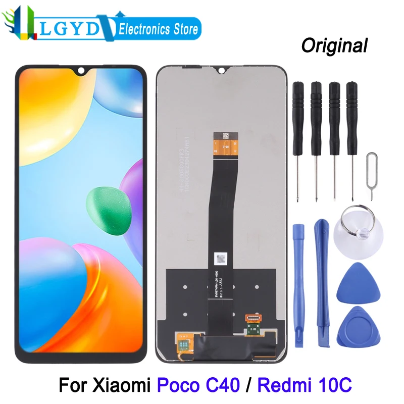 6.71-inch LCD Screen For Xiaomi Poco C40 / Redmi 10C Phone 1650 x 720 HD+ Display and Digitizer Full Assembly Repair Replacement