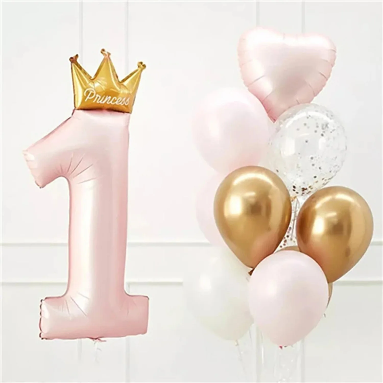 1st Birthday Decorations, Number 1 Balloons, Prince Princess 1 Year Old Crown Number Balloons, First Birthday Balloon Party Deco