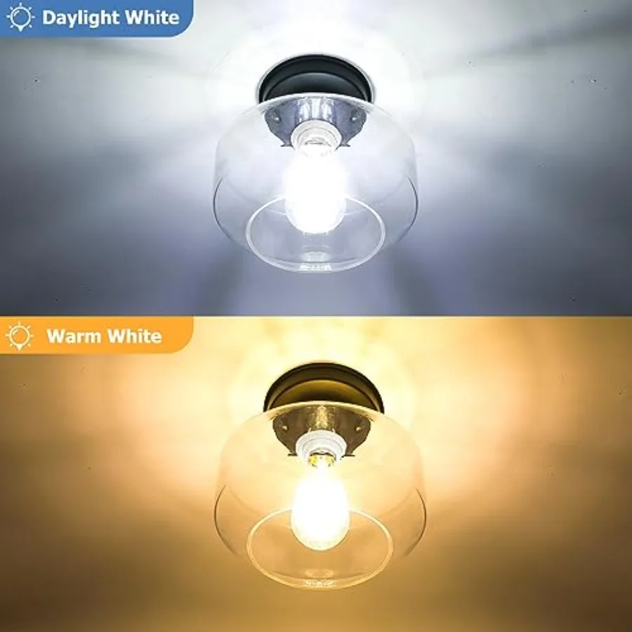 Semi Flush Mount Ceiling Light 2 Pack, Industrial Ceiling Light Fixture with Pendant Lamp Shade, Farmhouse Hallway Light Fixtur view 5