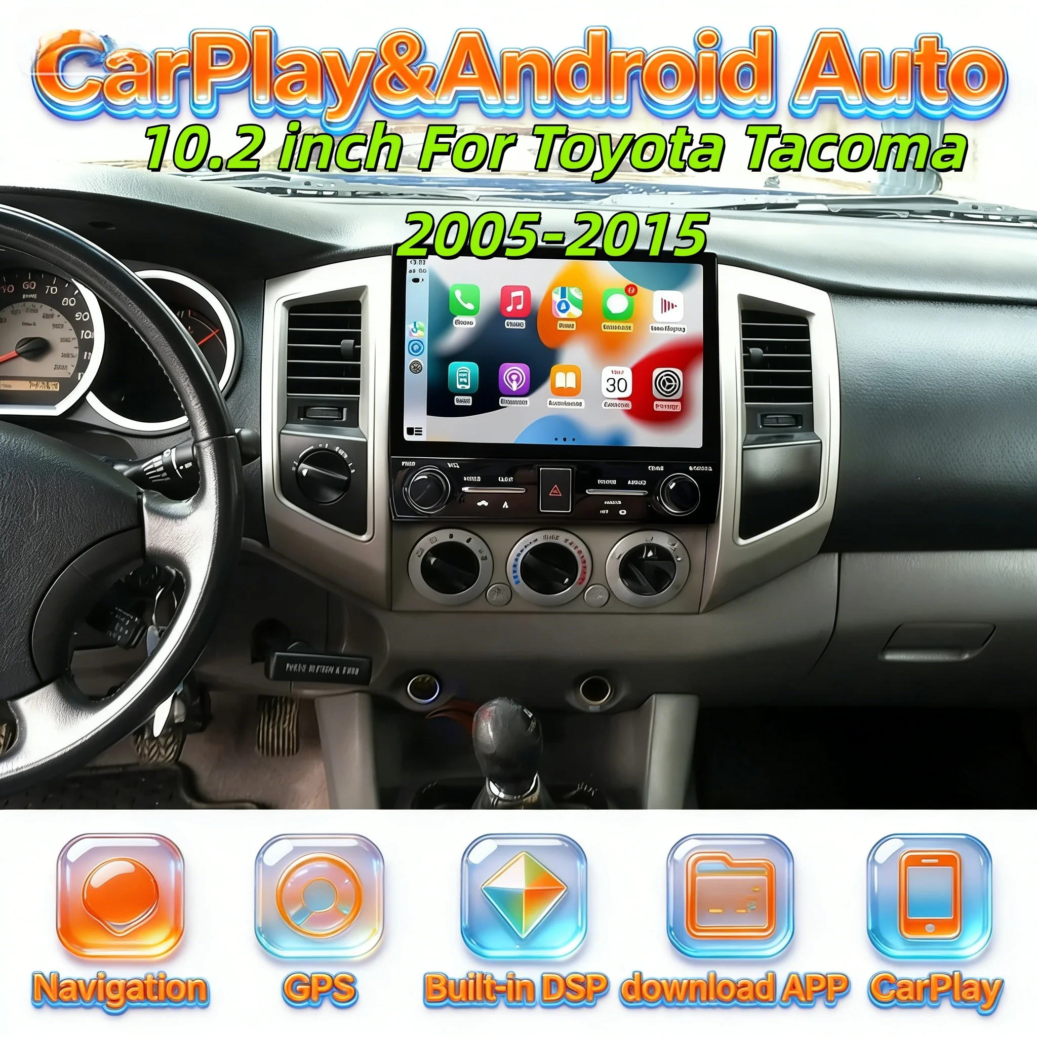 

10,2-дюймовый мультимедийный Android-плеер с Bluetooth 5.0 для Toyota Tacoma 2005-2015, автомагнитола с Carplay, 4G, Wi-Fi, GPS-навигацией, головное устройство