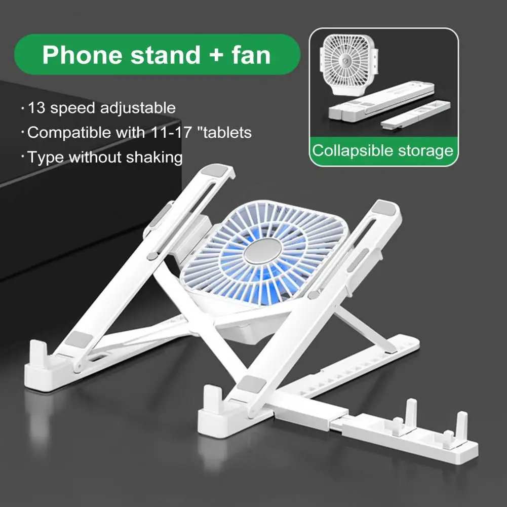 Fan Laptop Mount Ergonomic Laptop Stand with Fan Adjustable Height Foldable Design for Stability Comfort Anti-slip for Portable