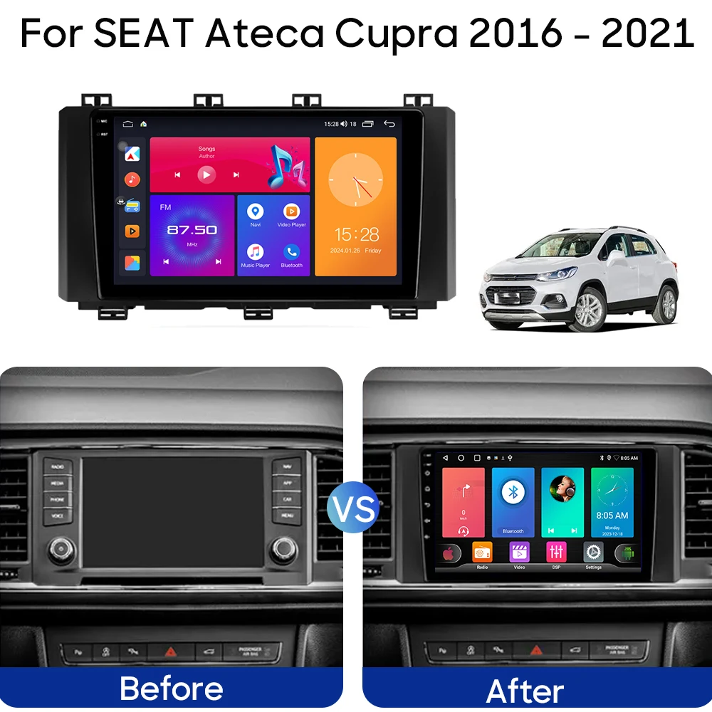 For SEAT Ateca Cupra 2016 - 2021 Car Radio Head Unit Multimedia Video Player Android Auto GPS Navigation 5G WIFI  BT No 2din DVD