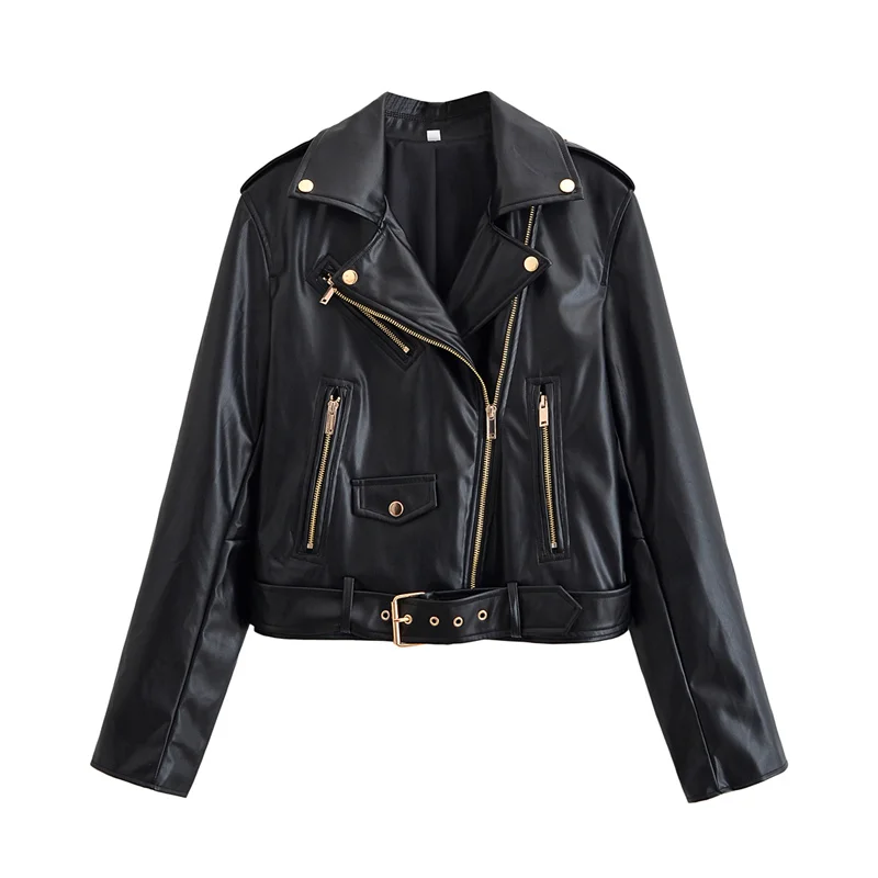 2025 automne femmes vêtements mode Simple col rabattu à manches longues veste en cuir décontracté Vintage femme Chic veste