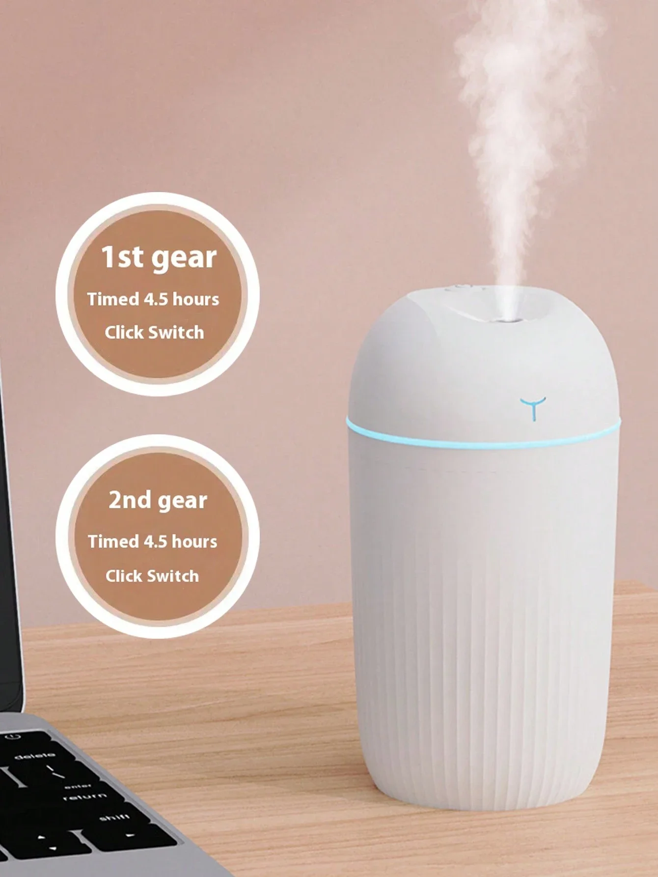 Portable Cup Spray Humidifier, 420ml White, Single Spray Aromatic Essential Oil Diffuser for Automotive. USB Air Humidifiers.