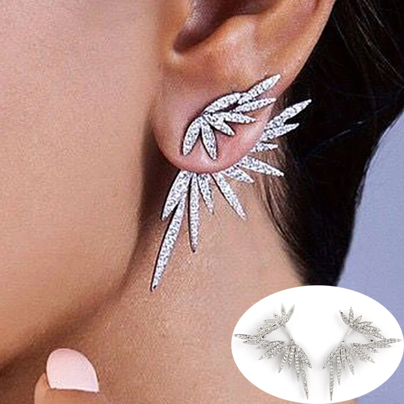 LXOEN Punk Cubic Zirconia Stud Earrings for Women Charm Geometry Silver Color Earring Pulseras Earing Studs Gifts Jewelry Bijoux