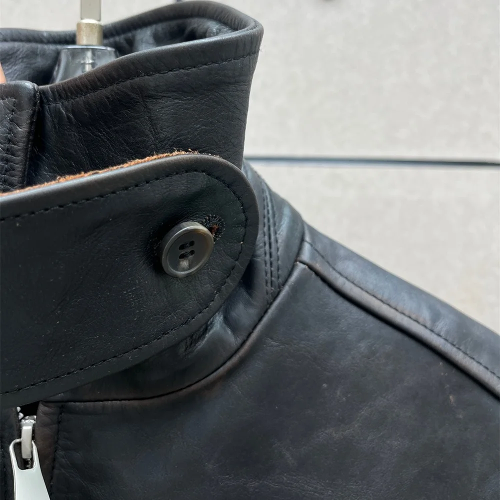 سترة نسائية شتوية من الجلد الطبيعي لعام 2025 مع سحاب، نمط دراجة نارية بسيط غير رسمي، ملابس خارجية، معطف Y2K جديد عالي الجودة