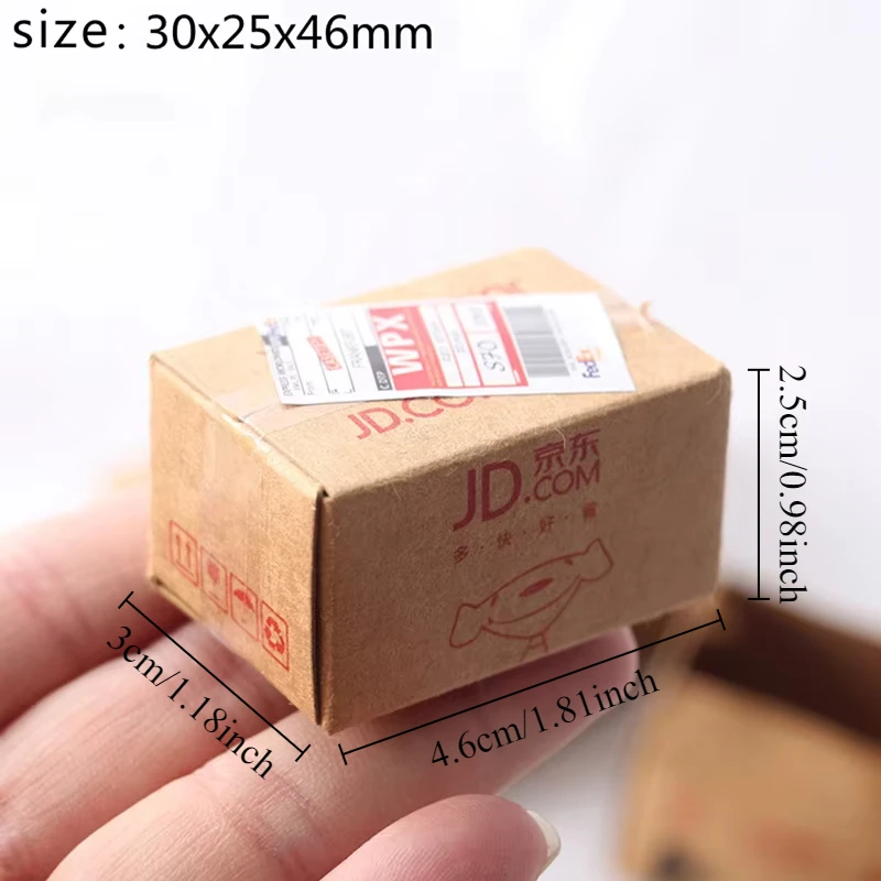 مجموعة واحدة 1:12 صندوق من الورق المقوى الصغير صندوق من الورق المقوى السريع محاكاة صندوق صريح مزخرف مصغر #2