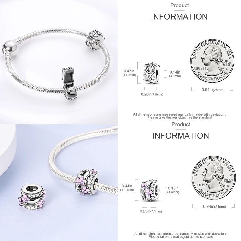 925 Sterling Silber Spacer Charm Perlen Schmetterling Blumen Stern Mond Bunt Lila DIY Armband Halskette Schmuck Geschenk für Frauen – Detail 5