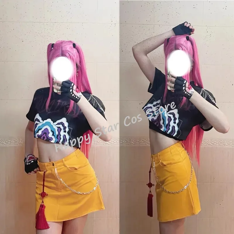 qa156Mira Косплей Костюм красный Парик Топ Юбка Серьги Униформа Хэллоуин Вечеринка для Женщин Девочек Карнавал