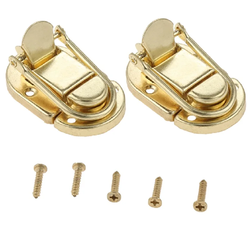 2 Pcs Gold Metal Lock Hasp Latch Clasp Toggle Buckle Luggage Guitar Flight Case Button Knot Drawbolt Closure Latch For Gift Box