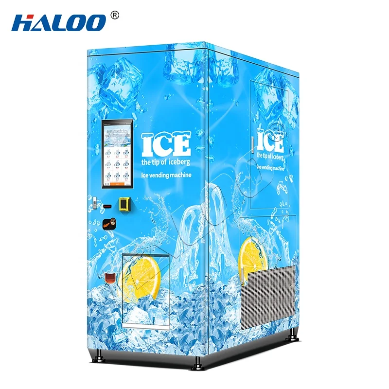 Haloo Vending Machine Coffee Station Bag Ice Supplier with Screen for Optimal Ice Making ATM Ice Vending Machine