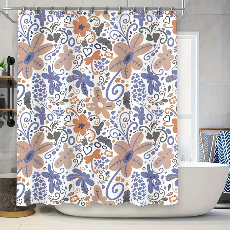 

Винтажная занавеска для душа с цветочным принтом, водонепроницаемая ткань, украшение для ванной комнаты, аксессуары для дома, доступный настраиваемый размер