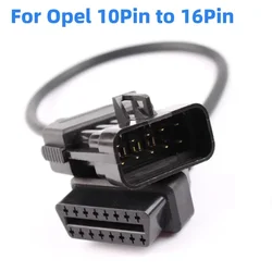 10Pin OBD OBD2 Connector Cable Works For Vauxhall / Opel OPCOM Diagnostic Adapter Opel 10 Pin to OBDII 16 Pin Free Shipping