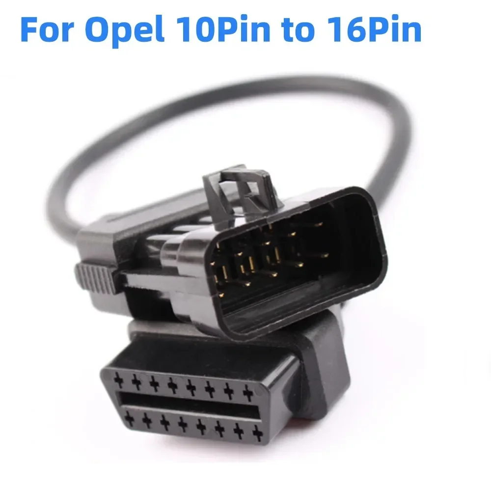 10Pin OBD OBD2 Connector Cable Works For Vauxhall / Opel OPCOM Diagnostic Adapter Opel 10 Pin to OBDII 16 Pin