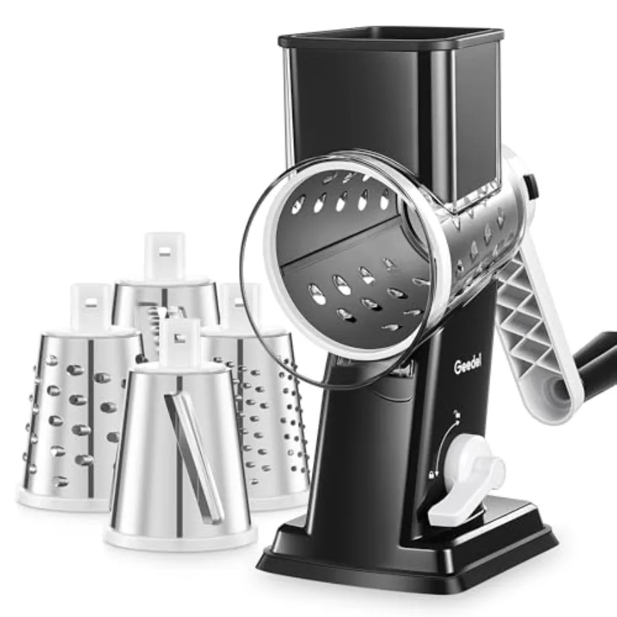 

Вращающаяся терка для сыра - усовершенствованная овощерезка с 4 сменными лезвиями, легко моется, с ручкой, для кухни