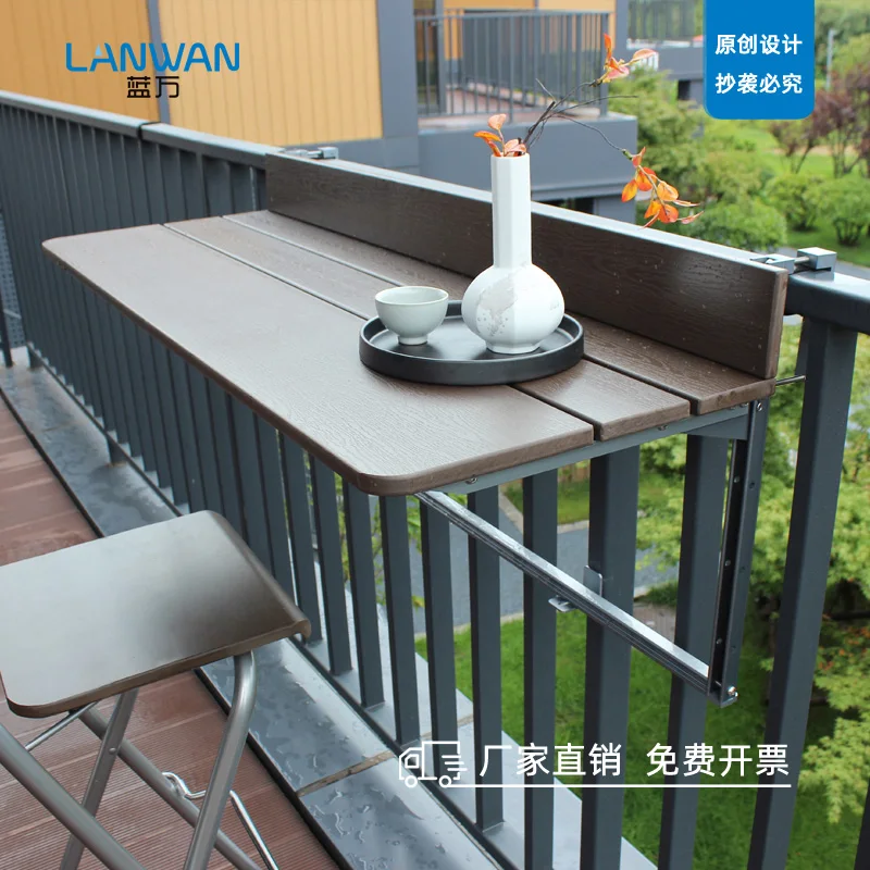 

‌Hanging Balcony Desk - Foldable Height Adjustable Computer Table for Small Apartments, Bar & Study Workstation