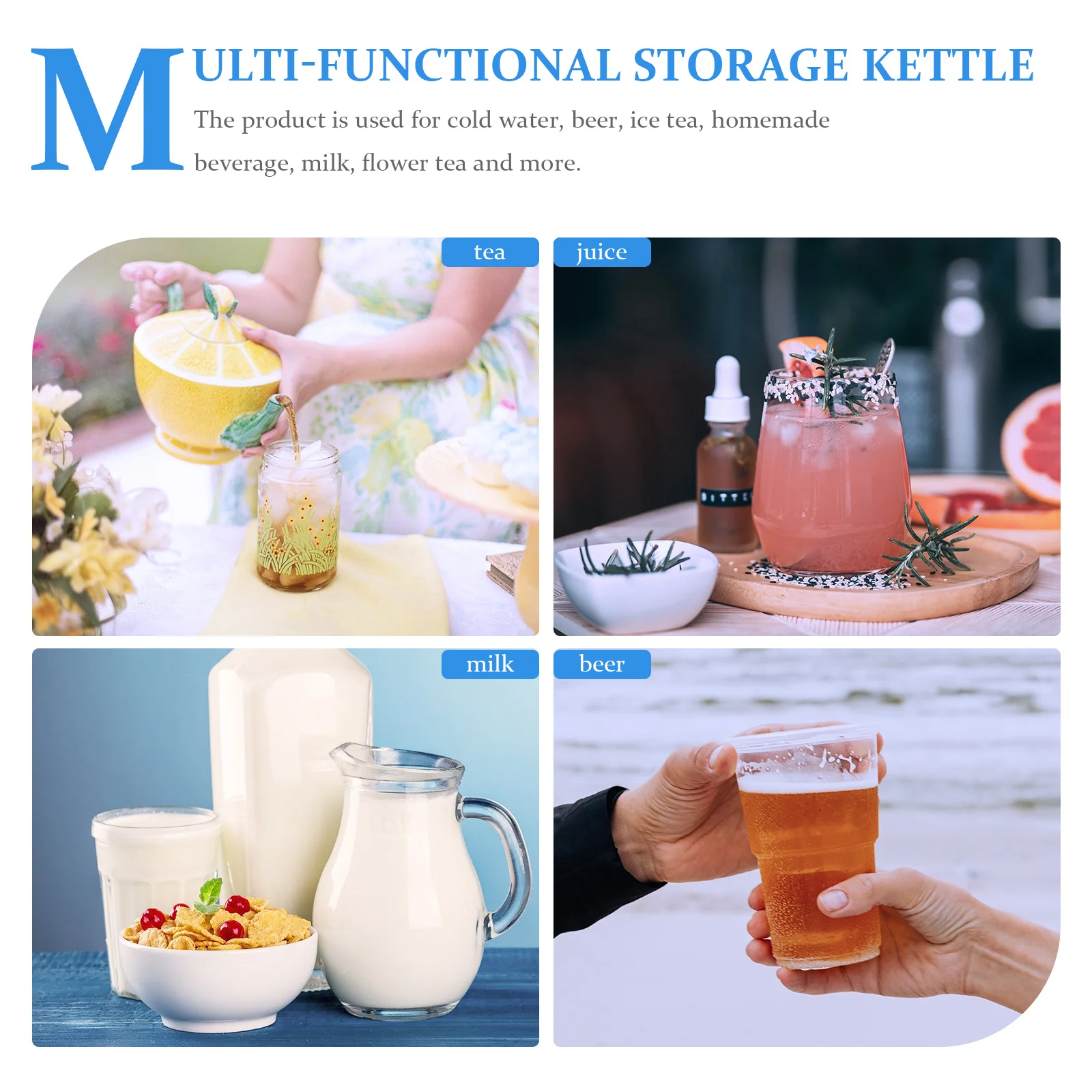 

Large Capacity Cold Water Kettle Glass Heat-Resistant Stylish Transparent Tea Pot for Home Party Office Restaurant Juice Pitcher