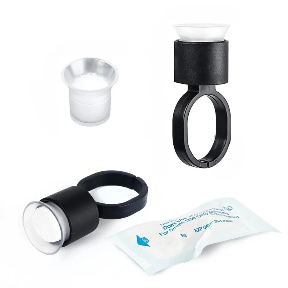 

Tattoo Ink Ring Cups 10pcs/50pcs Microblading Pigment Glue Rings with Sponge Ink Cups Caps Makeup Tattoo Eyelash Extensions Cups