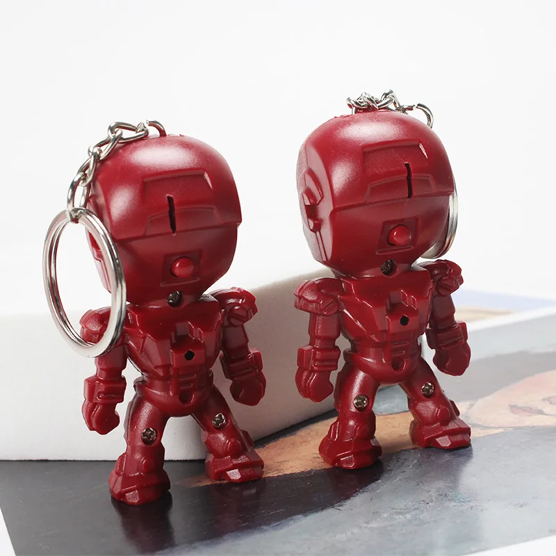 Marvel legend Anime Avengers Superheroes Iron Man luminescence Key Chain plastics stereoscopic model decoration Pendant Crafts